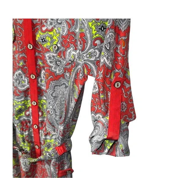 YOANA BARASCHI button down paisley print belted dress SMALL - Picture 11 of 11